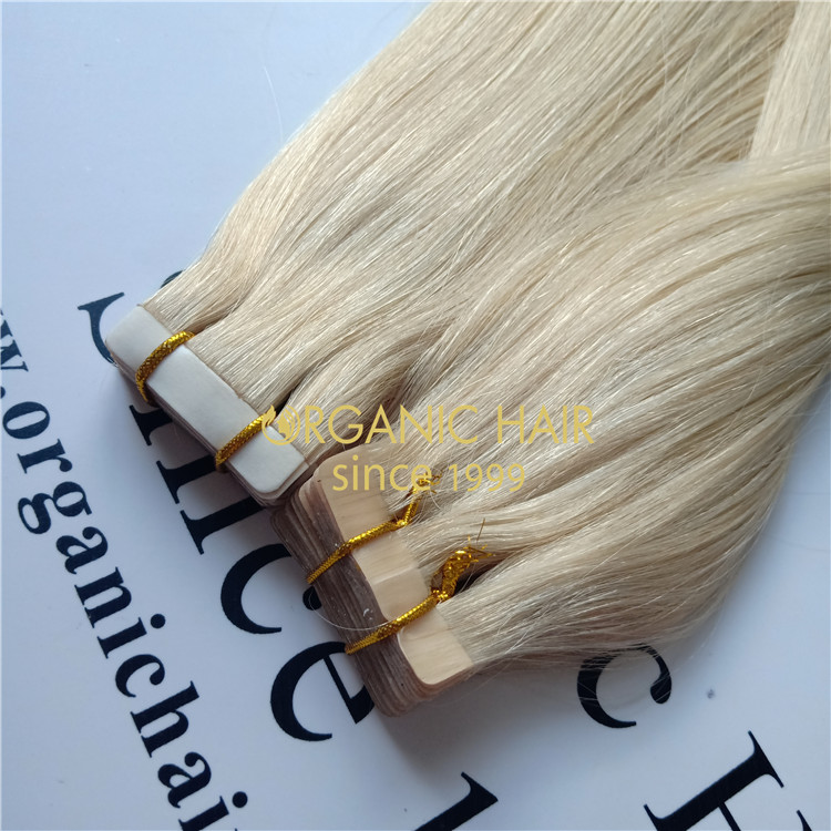 Blonde color full cuticle hair tape hair extensions  A84